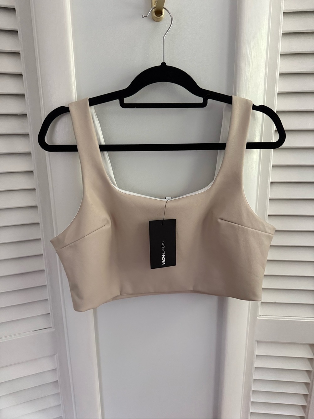 Fashion Nova Faux Leather Square Neck Crop Top